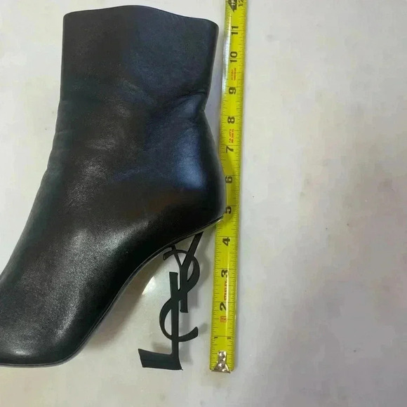 Yves Saint Laurent YSL OPYUM Booties Leather Black 39 9 Point Toe Ankle Boots - Picture 8 of 13